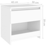 vidaXL Noptiere, 2 buc., alb, 40x30x39 cm, lemn prelucrat