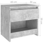 vidaXL Noptieră, gri beton, 40x30x39 cm, lemn prelucrat