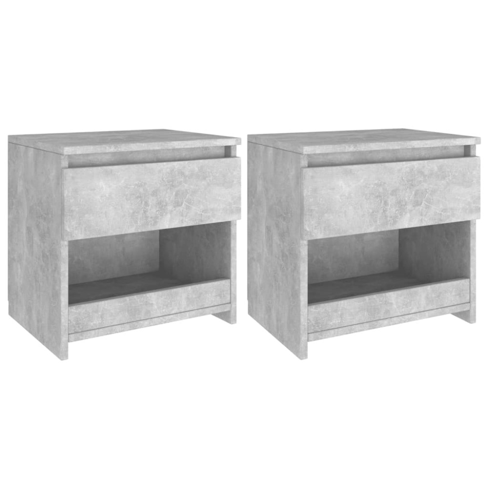 vidaXL Noptiere, 2 buc., gri beton, 40x30x39 cm, lemn prelucrat