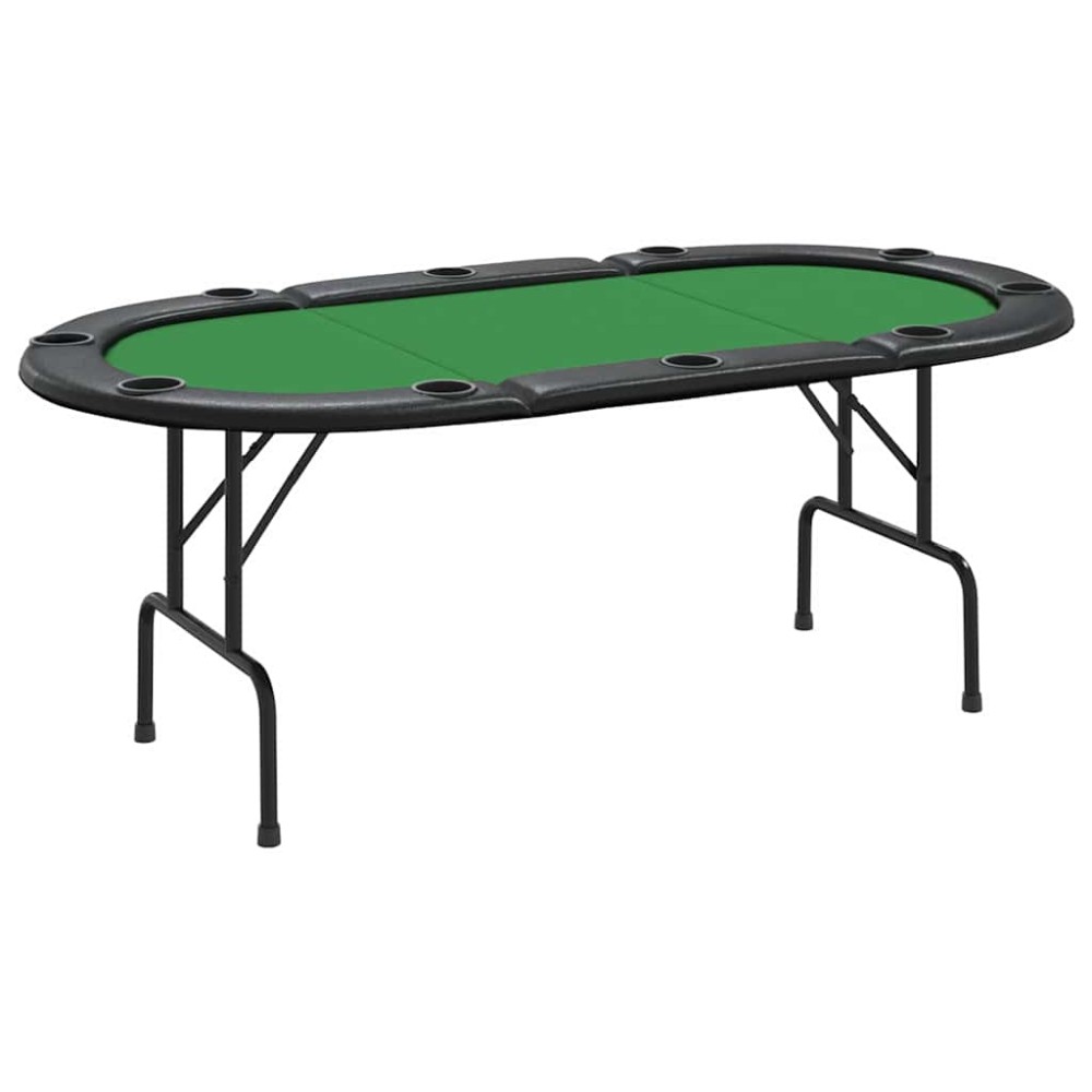 vidaXL Masă de poker pliabilă, 10 jucători, verde, 207x106x76 cm