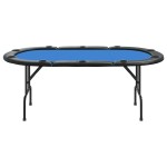 vidaXL Masă de poker pliabilă, 10 jucători, albastru, 207x106x76 cm vidaXL Masă de poker pliabilă, 10 jucători, albastru, 207x106x76 cm