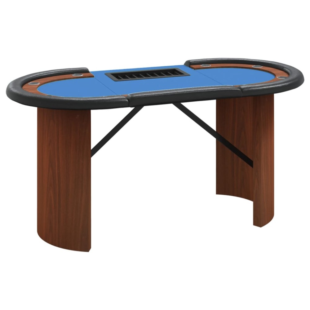 vidaXL Masă de poker 10 jucători, tavă jetoane, albastru, 160x80x75 cm