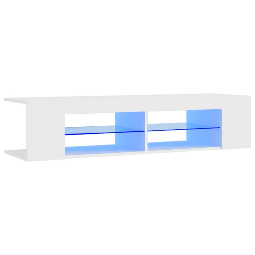 vidaXL Comodă TV cu lumini LED, alb, 135x39x30 cm