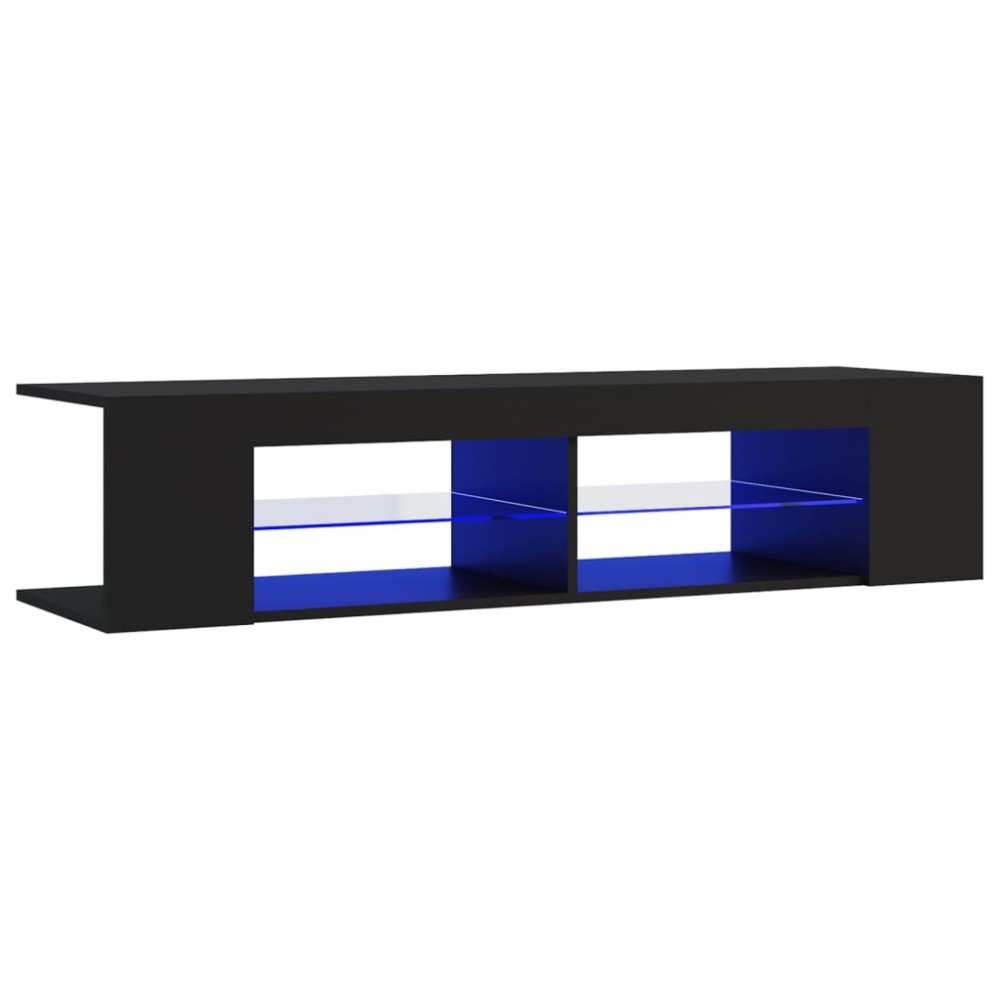 vidaXL Comodă TV cu lumini LED, negru, 135x39x30 cm