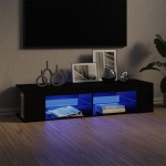 vidaXL Comodă TV cu lumini LED, negru, 135x39x30 cm vidaXL Comodă TV cu lumini LED, negru, 135x39x30 cm