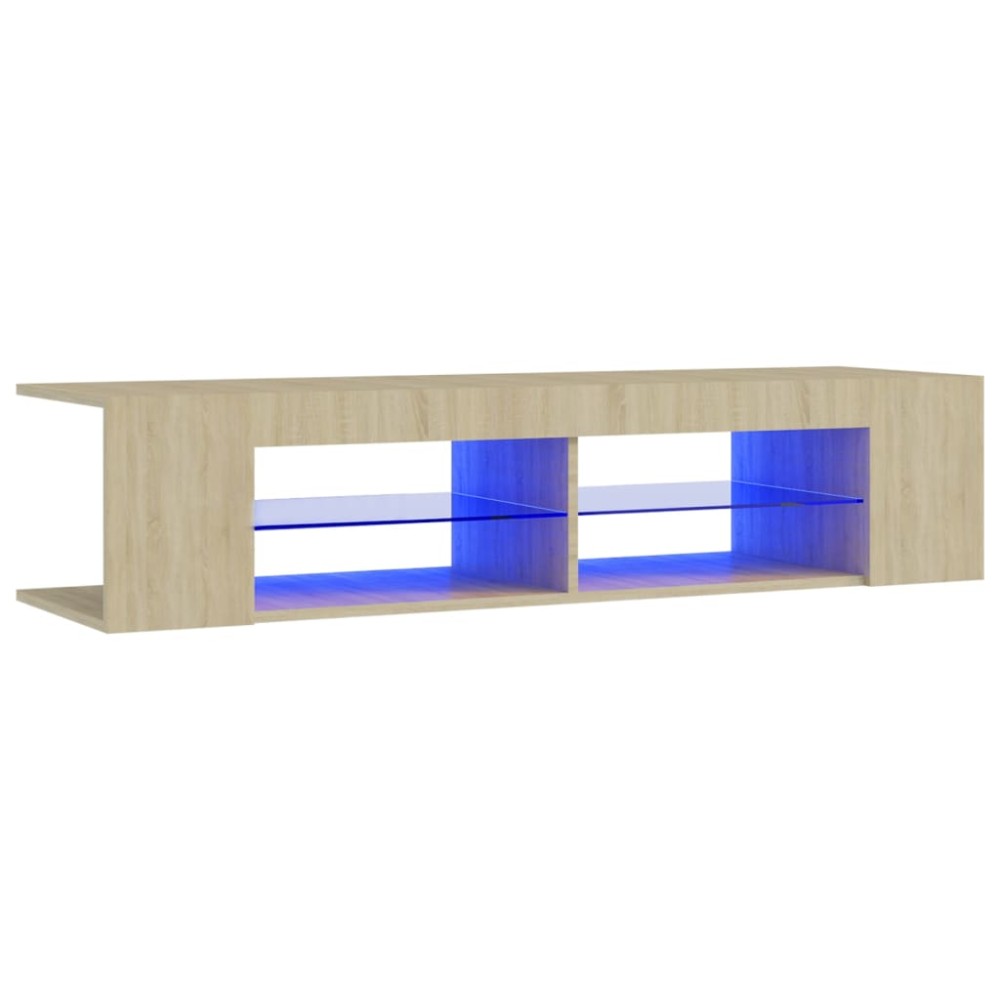vidaXL Comodă TV cu lumini LED, stejar Sonoma, 135x39x30 cm
