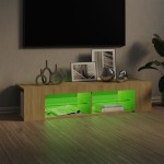 vidaXL Comodă TV cu lumini LED, stejar Sonoma, 135x39x30 cm
