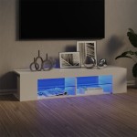 vidaXL Comodă TV cu lumini LED, alb extralucios, 135x39x30 cm vidaXL Comodă TV cu lumini LED, alb extralucios, 135x39x30 cm