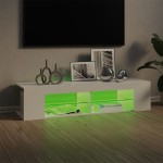 vidaXL Comodă TV cu lumini LED, alb extralucios, 135x39x30 cm vidaXL Comodă TV cu lumini LED, alb extralucios, 135x39x30 cm