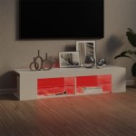vidaXL Comodă TV cu lumini LED, alb extralucios, 135x39x30 cm vidaXL Comodă TV cu lumini LED, alb extralucios, 135x39x30 cm