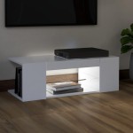 vidaXL Comodă TV cu lumini LED, alb, 90x39x30 cm vidaXL Comodă TV cu lumini LED, alb, 90x39x30 cm