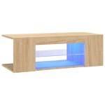 vidaXL Comodă TV cu lumini LED, stejar Sonoma, 90x39x30 cm