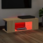 vidaXL Comodă TV cu lumini LED, stejar Sonoma, 90x39x30 cm