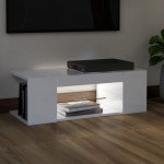 vidaXL Comodă TV cu lumini LED, alb extralucios, 90x39x30 cm vidaXL Comodă TV cu lumini LED, alb extralucios, 90x39x30 cm