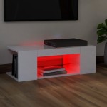 vidaXL Comodă TV cu lumini LED, alb extralucios, 90x39x30 cm vidaXL Comodă TV cu lumini LED, alb extralucios, 90x39x30 cm