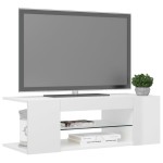 vidaXL Comodă TV cu lumini LED, alb extralucios, 90x39x30 cm vidaXL Comodă TV cu lumini LED, alb extralucios, 90x39x30 cm