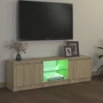 vidaXL Comodă TV cu lumini LED, stejar sonoma, 120x30x36 cm