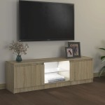 vidaXL Comodă TV cu lumini LED, stejar sonoma, 120x30x36 cm
