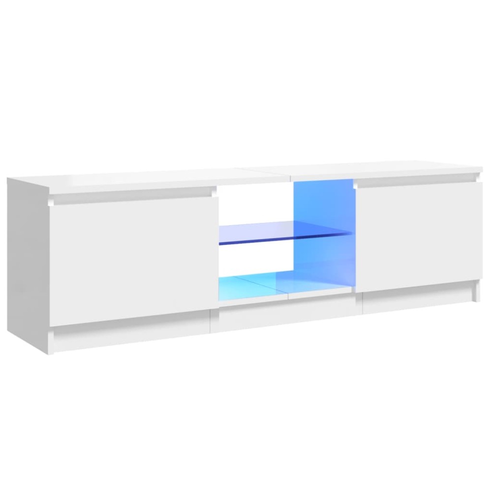 vidaXL Comodă TV cu lumini LED, alb extralucios, 120x30x36 cm