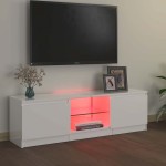 vidaXL Comodă TV cu lumini LED, alb extralucios, 120x30x36 cm vidaXL Comodă TV cu lumini LED, alb extralucios, 120x30x36 cm