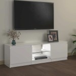 vidaXL Comodă TV cu lumini LED, alb extralucios, 120x30x36 cm vidaXL Comodă TV cu lumini LED, alb extralucios, 120x30x36 cm