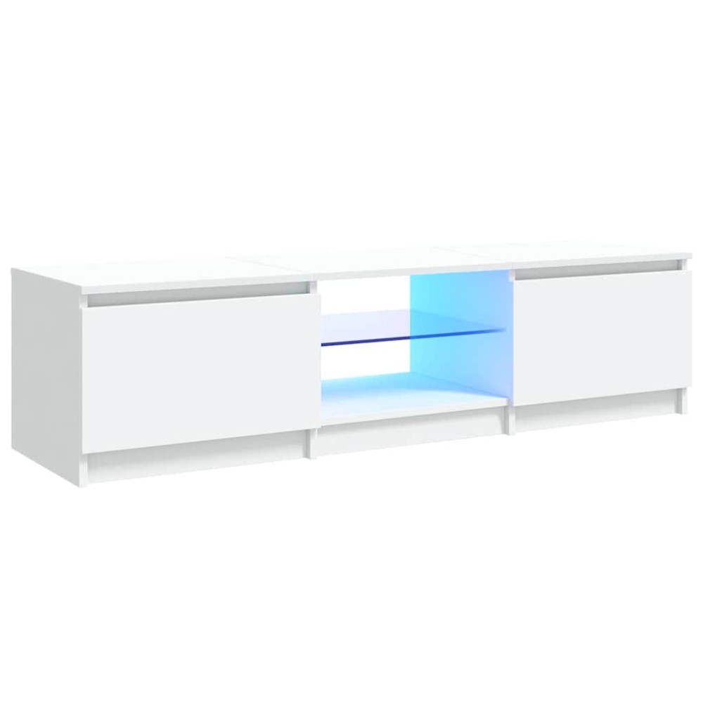 vidaXL Comodă TV cu lumini LED, alb, 140x40x36 cm
