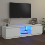 vidaXL Comodă TV cu lumini LED, alb, 140x40x36 cm vidaXL Comodă TV cu lumini LED, alb, 140x40x36 cm