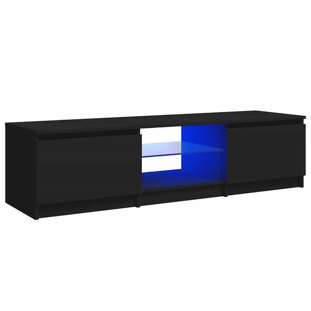 vidaXL Comodă TV cu lumini LED, negru, 140x40x36 cm