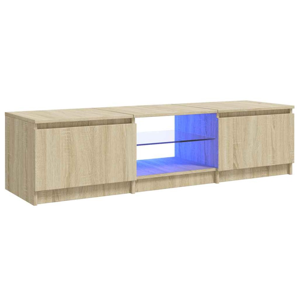 vidaXL Comodă TV cu lumini LED, stejar sonoma, 140x40x36 cm
