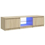 vidaXL Comodă TV cu lumini LED, stejar sonoma, 140x40x36 cm