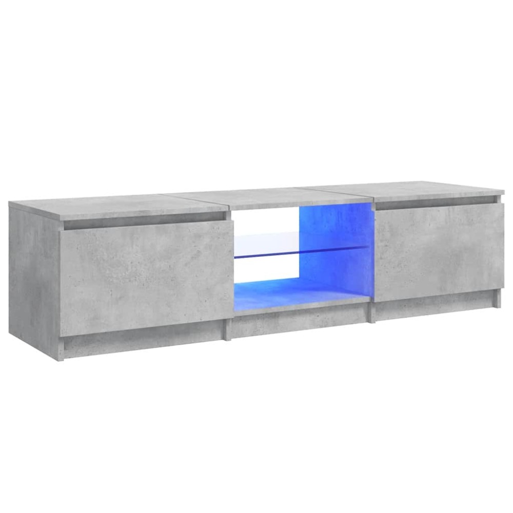 vidaXL Comodă TV cu lumini LED, gri beton, 140x40x36 cm