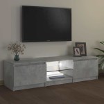 vidaXL Comodă TV cu lumini LED, gri beton, 140x40x36 cm