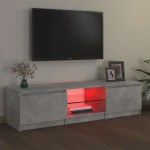 vidaXL Comodă TV cu lumini LED, gri beton, 140x40x36 cm