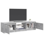 vidaXL Comodă TV cu lumini LED, gri beton, 140x40x36 cm
