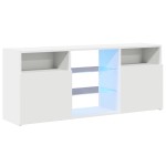 vidaXL Comodă TV cu lumini LED, alb extralucios, 120x30x50 cm