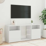 vidaXL Comodă TV cu lumini LED, alb extralucios, 120x30x50 cm