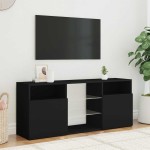 vidaXL Comodă TV cu lumini LED, negru, 120x30x50 cm