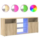vidaXL Comodă TV cu lumini LED, stejar sonoma, 120x30x50 cm vidaXL Comodă TV cu lumini LED, stejar sonoma, 120x30x50 cm