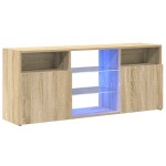 vidaXL Comodă TV cu lumini LED, stejar sonoma, 120x30x50 cm vidaXL Comodă TV cu lumini LED, stejar sonoma, 120x30x50 cm