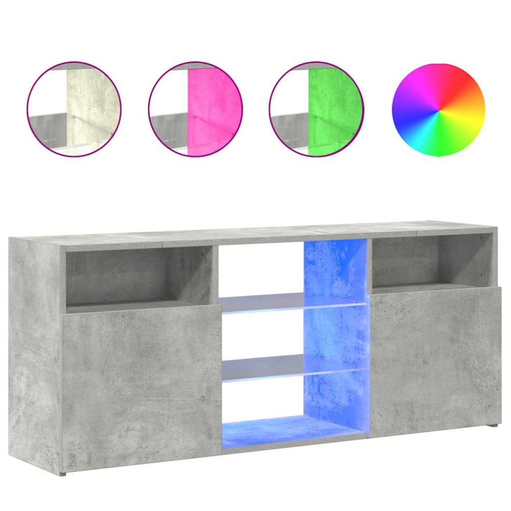 vidaXL Comodă TV cu lumini LED, gri beton, 120x30x50 cm