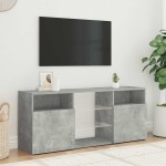 vidaXL Comodă TV cu lumini LED, gri beton, 120x30x50 cm