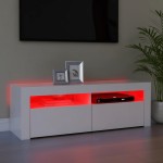 vidaXL Comodă TV cu lumini LED, alb, 120x35x40 cm vidaXL Comodă TV cu lumini LED, alb, 120x35x40 cm
