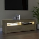 vidaXL Comodă TV cu lumini LED, stejar sonoma, 120x35x40 cm