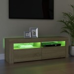 vidaXL Comodă TV cu lumini LED, stejar sonoma, 120x35x40 cm