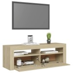 vidaXL Comodă TV cu lumini LED, stejar sonoma, 120x35x40 cm
