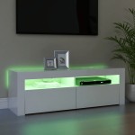 vidaXL Comodă TV cu lumini LED, alb extralucios, 120x35x40 cm vidaXL Comodă TV cu lumini LED, alb extralucios, 120x35x40 cm
