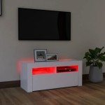 vidaXL Comodă TV cu lumini LED, alb, 90x35x40 cm vidaXL Comodă TV cu lumini LED, alb, 90x35x40 cm