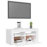 vidaXL Comodă TV cu lumini LED, alb, 90x35x40 cm vidaXL Comodă TV cu lumini LED, alb, 90x35x40 cm