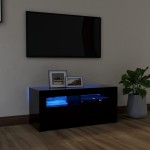 vidaXL Comodă TV cu lumini LED, negru, 90x35x40 cm vidaXL Comodă TV cu lumini LED, negru, 90x35x40 cm