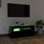 vidaXL Comodă TV cu lumini LED, negru, 90x35x40 cm vidaXL Comodă TV cu lumini LED, negru, 90x35x40 cm